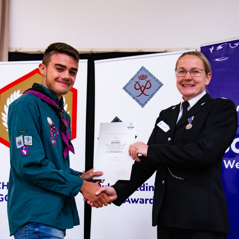 Alex receives his Chief Scout's Gold Award